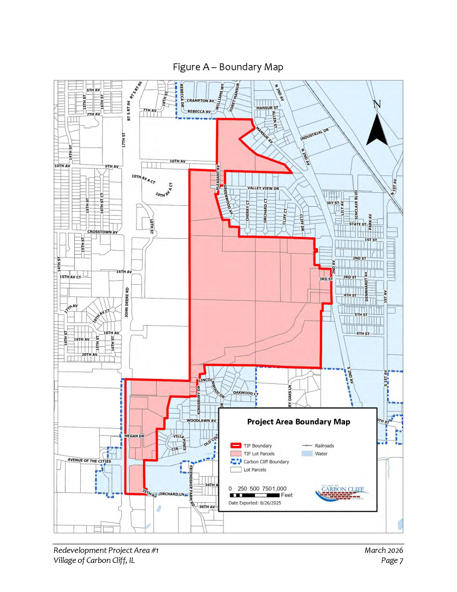 A map showing the TIF Boundary within the Village