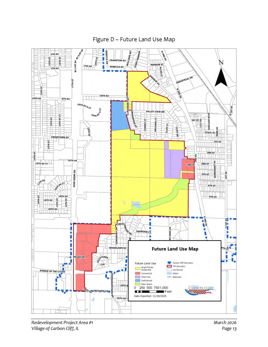 A map showing Future Land Use within the Village TIF area